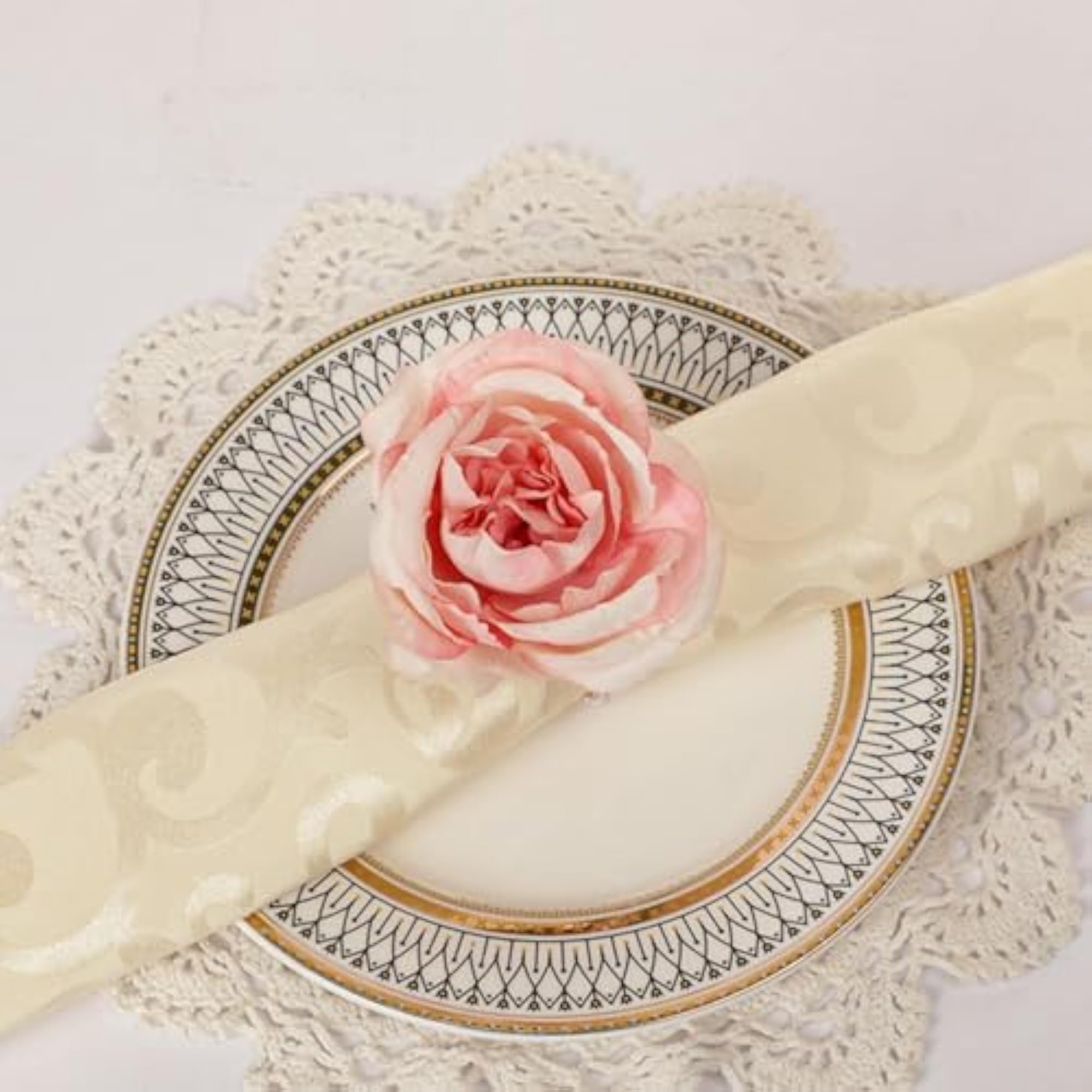 Artificial Flower Napkin Rings, Rustic Holders for Luncheons