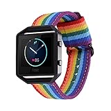 Bandmax Compatible for Rainbow Fitbit Blaze Replacement Bands Denim Fabrics Nylon Watch Band Men...
