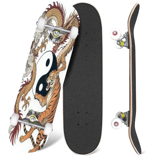 Skateboards Chinese Dragon Versus Tiger Tattoo Included Symbol 7 Layer Maple Wood Deck 31