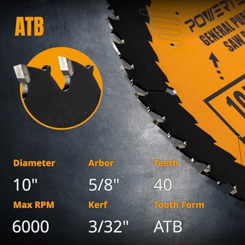 POWERTEC 10" 40T ATB Saw Blade