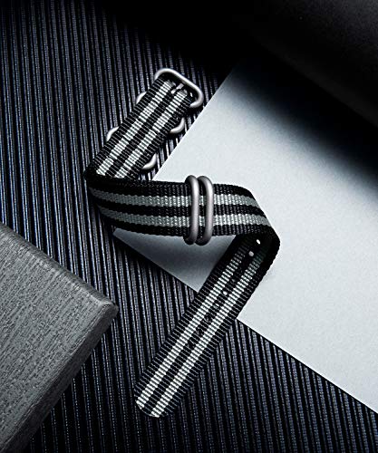 Image of BINLUN Premium Ballistic Nylon Watch Strap, Heavy Duty 5-Ring Replacement Watch Band with Stainless Steel Buckle, Durable & Comfortable Sport Band for Men Women, Fits 18-24mm
