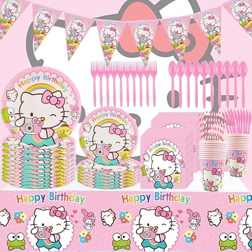 Kitty Decoración Cumpleaños, Vajilla De Dibujos Animados Para Niños,Kitty Vajilla De Fiesta Temática, Globo De Fiesta De Gatito,Kitty Decoración De Cumpleaños, Party Decorations Supplies Para Niñas | Ya disponible en tu tienda friki favorita! En mundofriki.es!