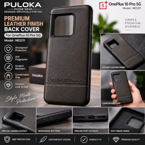 Image of PU Leather Phone Case for one Plus 10 pro 5g with Stitching Detail, Dark Brown