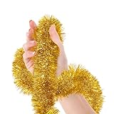 Christmas Tree Gold Tinsel Garland Metallic Streamers Celebrate a Holiday New Years Eve Happy Party Indoor and Outdoor Disco Party Decorations Supplies