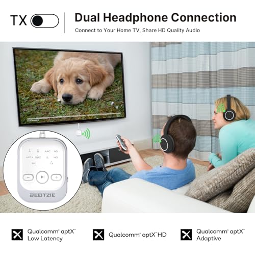 Beeitzie Ultra Bluetooth 5.4 Transmitter & Receiver,2-in-1 Wireless Audio Transmitter for TV/PC/Airplane, Dual Pairing for AirPods/Headphones, AptX LL& HD, Aux for Home/Car Stereo & Speakers - image 4