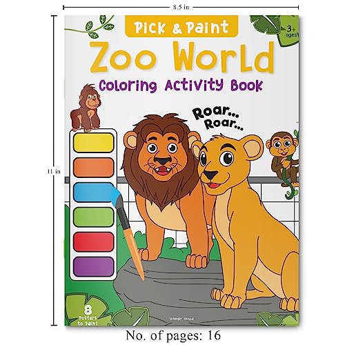 Image of Pick and Paint Coloring Activity Book For Kids: Zoo World