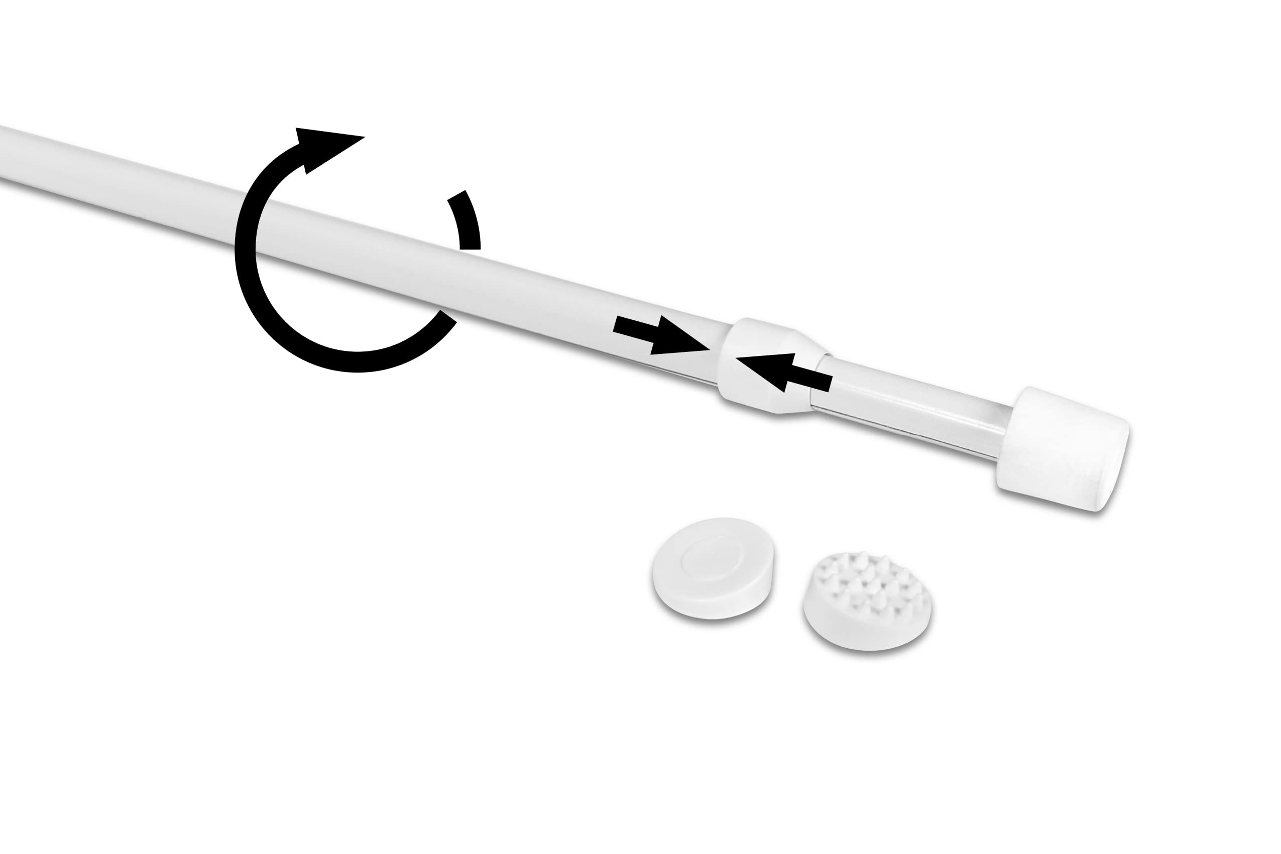 Deco-Raum Asta Per Tende Girevole Bianca 40-70 Cm, Set Da 2, Senza Fori, Montaggio A Pressione, Metallo E Plastica