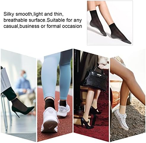 Firtink 20 Pairs Women Nylon Pop Socks Ankle High Socks with Anti-Slip Cotton Sole Sheer Silky Socks Reinforced Toe Invisible Socks for Women Girls