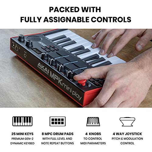AKAI Professional MPK Mini Play MK3 MIDI Keyboard Controller with Built in Speaker and Sounds