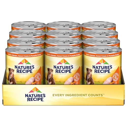 Natures Recipe Grain Free Wet Dog Food Chicken Sweet Potato and Pumpkin Recipe 13 oz. Can (Pack of 12)