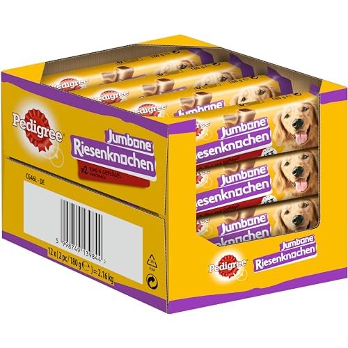 Pedigree Hundesnacks Riesenknochen für mittelgroße Hunde mit Rind & Geflügel, 24 Stück (12 x 2 Stück)