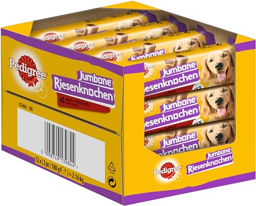 Pedigree Hundesnacks Riesenknochen für mittelgroße Hunde mit Rind & Geflügel, 24 Stück (12 x 2 Stück)