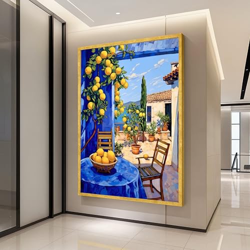Toile citronnier méditerranéen 60x90cm déco murale patio