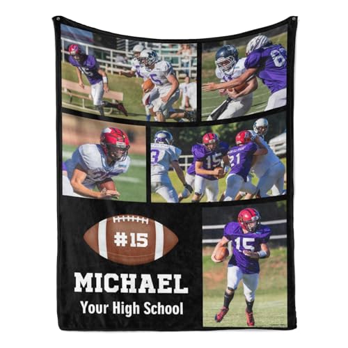 Jaydouble Personalized Football Blanket - Custom Player Lovers Gifts, Senior Night Gifts, Boys Men
