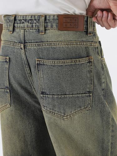 Image of Urbano Fashion Men's Loose Baggy Fit Heavy Washed Jeans Non-Stretchable