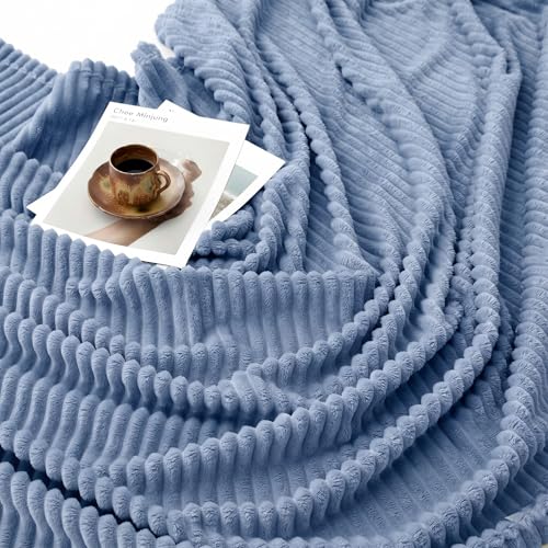 Image of Cotton Bolls Textiles Cozy Plush AC Blanket for Single Bed, Lightweight All Season Blanket, Ultra Soft Blanket for AC Room, Mild Winter, Can Be Used as Bedsheet in Winter, 60x90 Inches, Pencil Blue