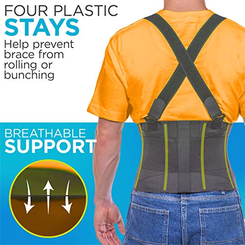 Braceability Industrial Work Back Brace | Removable Suspender Straps For Heavy Lifting Safety - Lower Back Pain Protection Belt For Men & Women In Construction, Moving And Warehouse Jobs (M) #TOP3