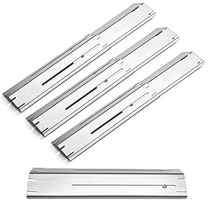 Unicook Grill Heat Plate 4 Pack, Heavy Duty Stainless Steel Heat Shield Replacement Parts, Adjustable BBQ Flame Tamer, Burner Cover, Flavorizer Bar for Gas Grill, Extend from 11.75″ up to 21″ Length