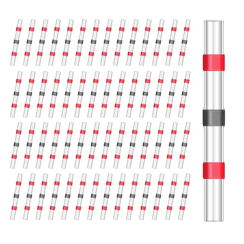 Image of 150 PCS Heat Shrink Wire Connectors, Red 22-18 AWG Solder Seal Wire Connector, Wire Connectors Kit, Butt Connectors Heat Shrink, Solder Connector with Heat Shrink for Marine Automotive Boat Wire Joint