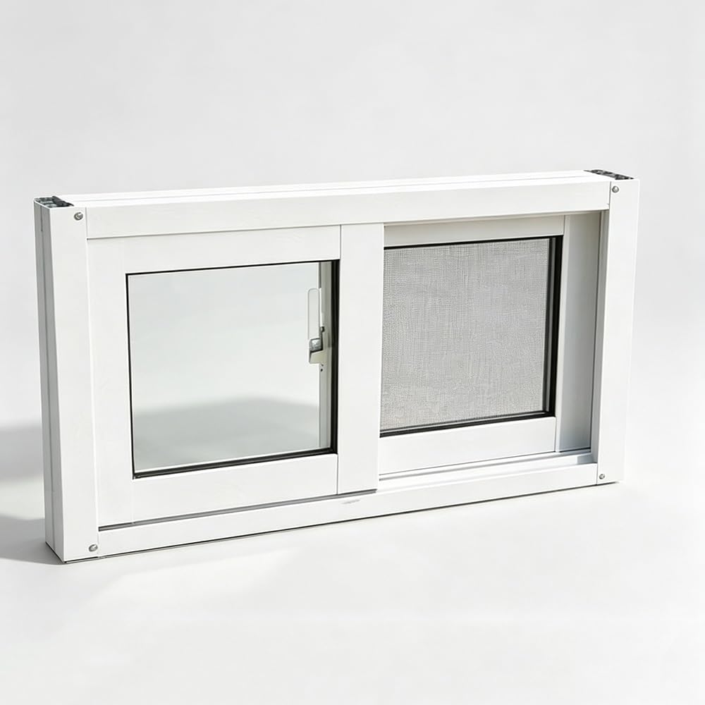 Gskdzg White Basement Window Replacement Sliding Window Aluminum Shed Windows Flush Mount Bathroom Windows With Tempered Glass And Screen(,W80 X H80cm (32" X 32"))