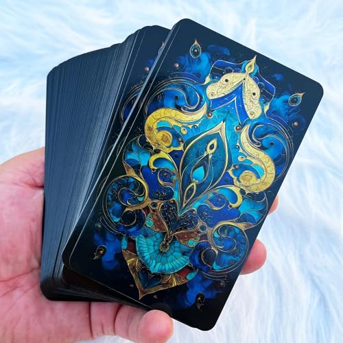 Image of Azure Arcana Tarot Deck, 78 Tarot Cards with General Guidebook, Artistic Blue and Gold Fantasy Tarot Card for Beginners, Reading Tool