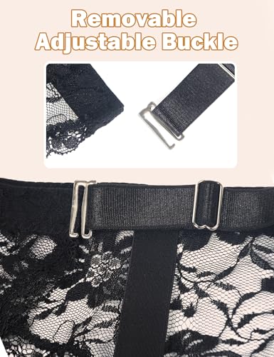 ohyeahlady Lace Garter Belt for Women Sexy Suspender Belt with 4 Meatal Clip Adjustable Garter Lingerie for Thingh Highs4