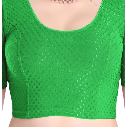 Image of FINESTFIT Stay On Trend Fashion 100% Cotton Readymade Blouses for Women,Round Neckline with Organza Balloon Sleeves.