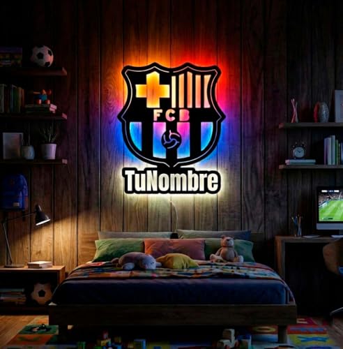 Letrero neon led escudo personalizado Barcelona regalos iluminado para colgar en la pared habitación de fútbol