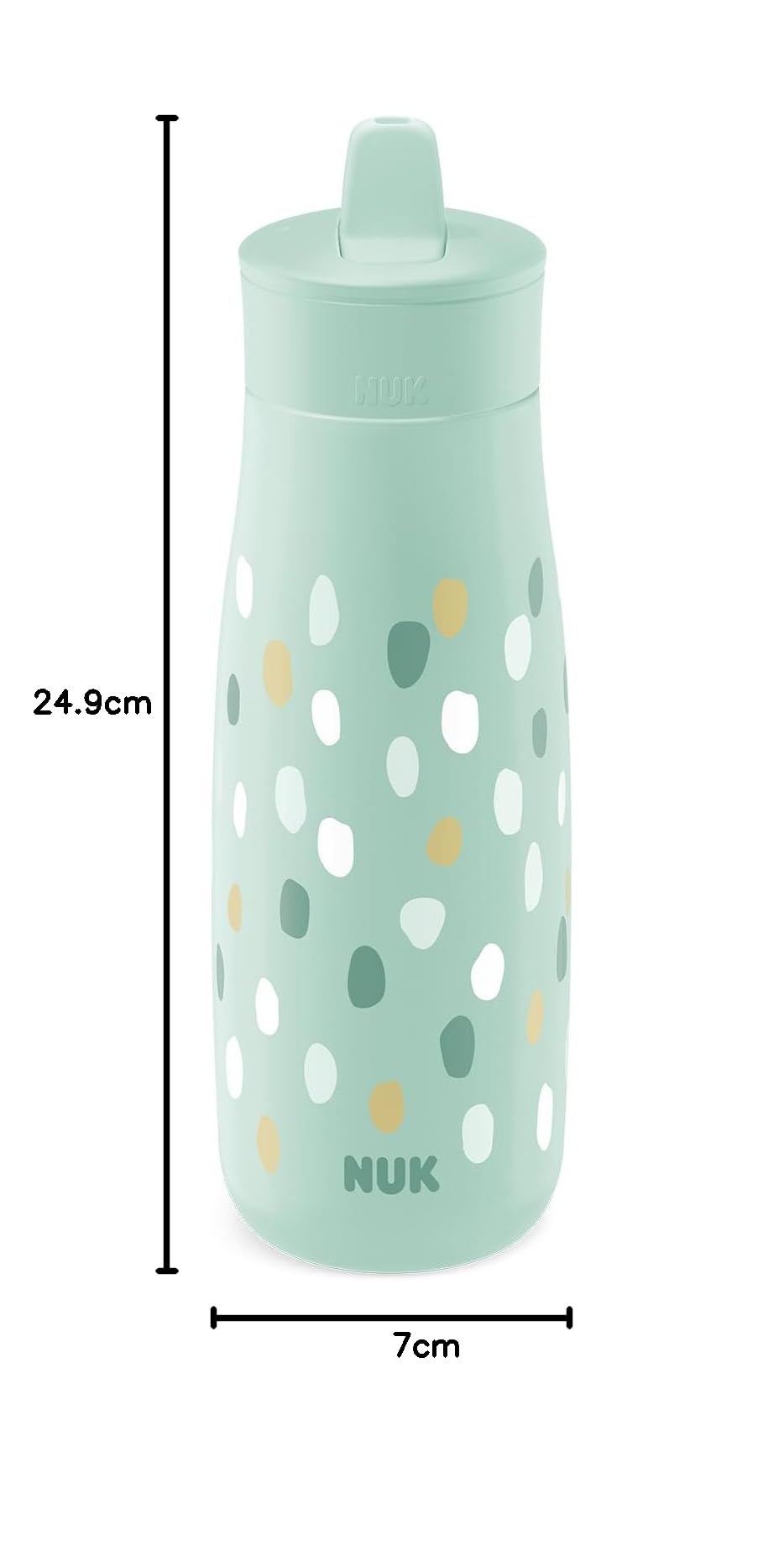 NUK Mini-Me kubek ze składaną pokrywką i słomką dla niemowląt | 12+ miesięcy | 450 ml | butelka dla dzieci, wzmocniona wylewka, odporna na uderzenia, zielony groszek