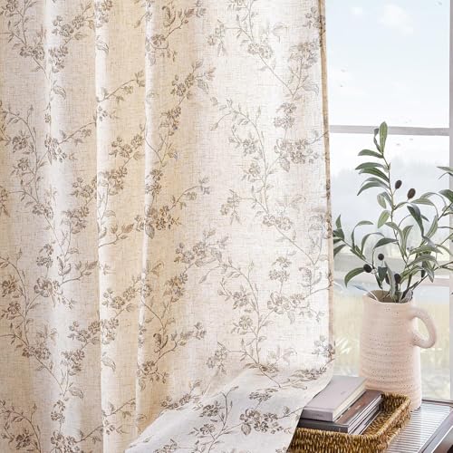 Image of Roseate True White Out Curtains (9 Feet /Set of 1) Printed 80% Room Darkening Curtain for Bedroom, Living Room (Beige /Skye / 116x275 cm)