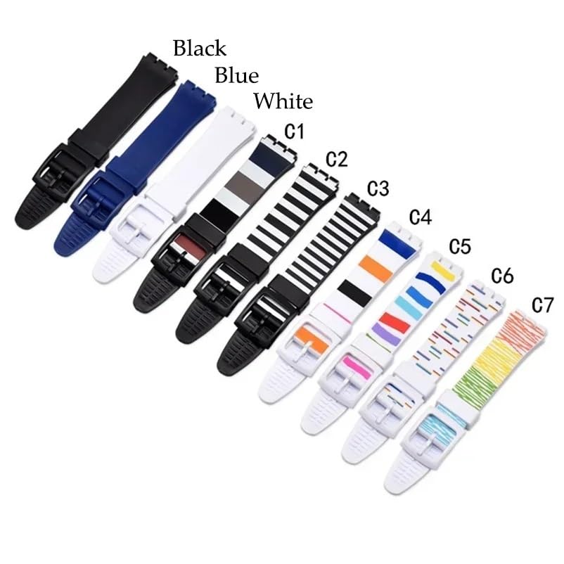 Bracelet montre Swatch souple effet gelée noir imperméable 16mm