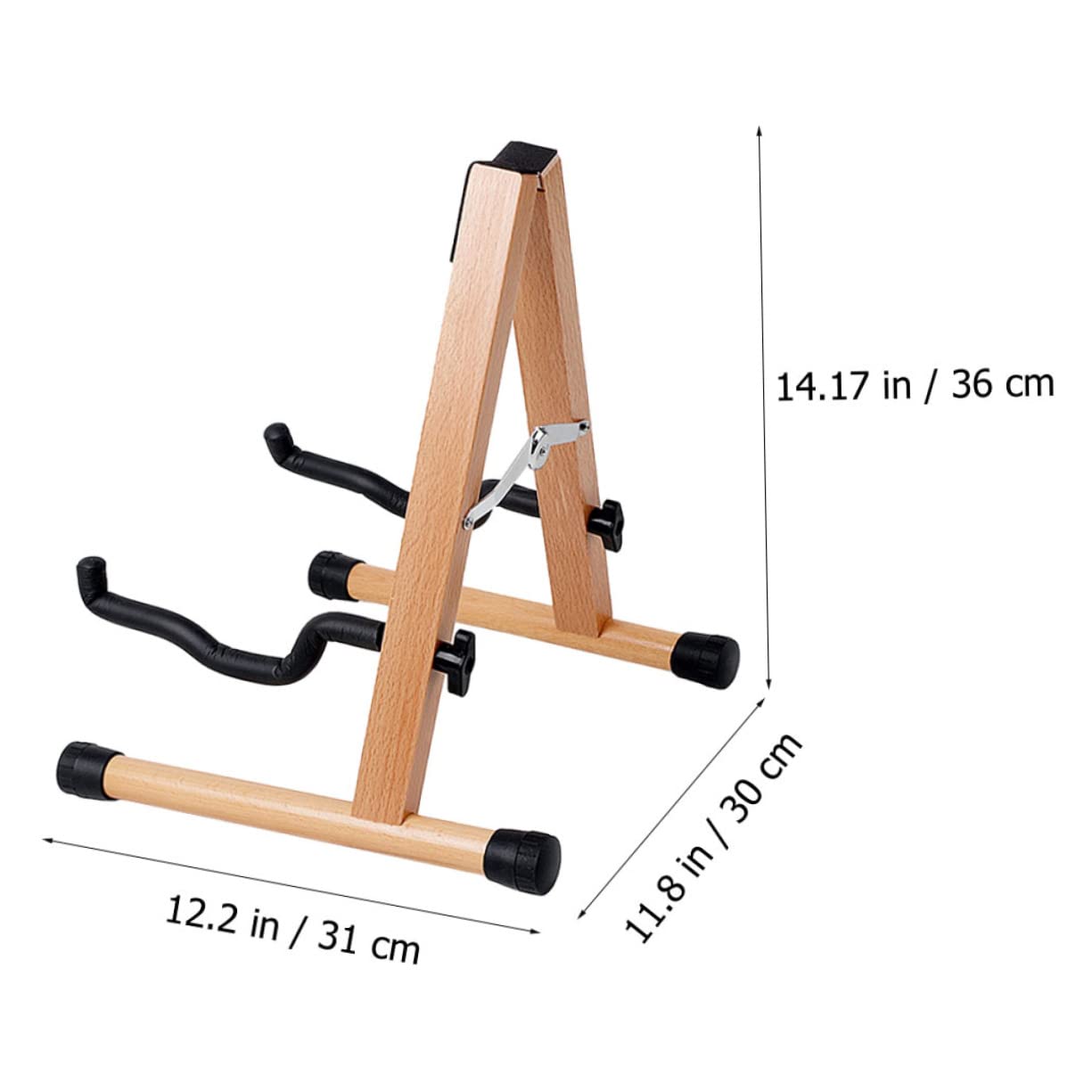 VICASKY Holz Gitarrenständer Klappbar Rutschfest Dreieckige 3-d Stütze für Gitarre und Bass Schützt den Boden Braun