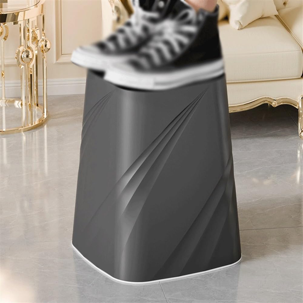 Cubo de Basura Cocina Papelera, Plástico, Cuadrada, Sin Tapa, con Aro de Compresión, Papelera for Casa Cocina Oficina, Grande/Pequeña, Verde y Negra, Paquete de Dos. Cubo Basura(Grande)