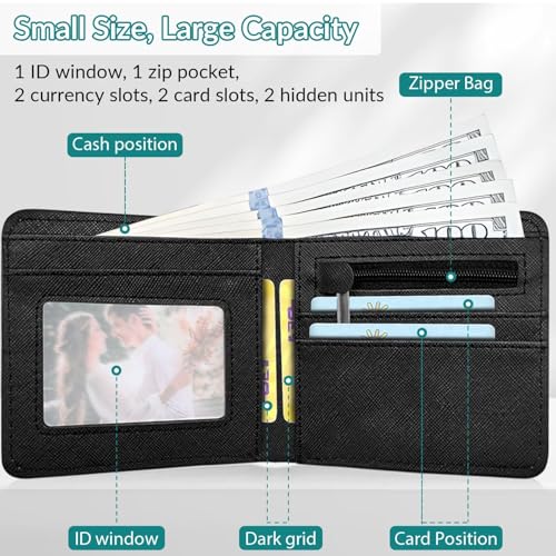 Image of EXXBYELI Boys Wallets Soccer Leather Wallets Credit Id Card Cash Holder Black Rfid Blocking Zipper Cute Cool Funny Aesthetic Wallets With Coin Pocket Id Window Teen Wallets for Boys Teenager Wallet