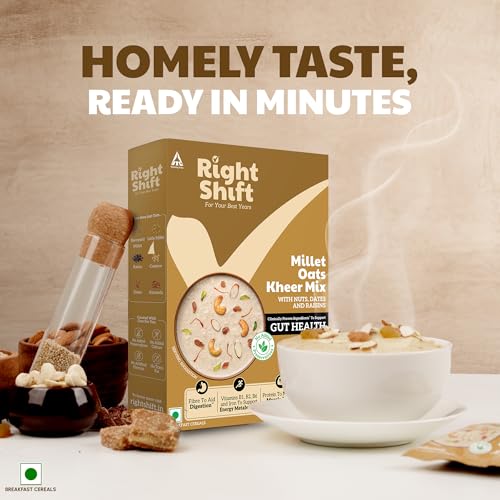 Image of Right Shift Millet Oats Kheer Mix, 240g | With Dry Fruits and Seeds | Goodness of protein and fibre | No Refined Sugar | No Preservatives | Clinically Proven Ingredients for Gut Health