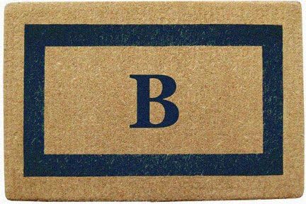 Personalized Monogram Single Blue Border Coco Coir Door Mats - X - 22" X 36"
