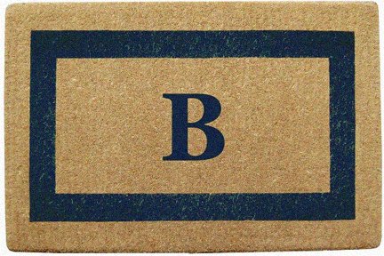 Personalized Monogram Single Blue Border Coco Coir Door Mats - X - 22" X 36"