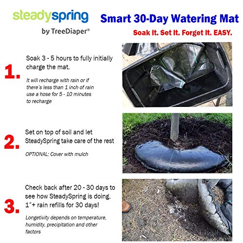 Steadyspring 24" Smart 30-Day Tree Watering Bag - Auto Refills With Rain And Slow Releases As Plant Needs - New Water Absorption Slow Release Technology Prevents Over And Under Watering (1) #TOP3