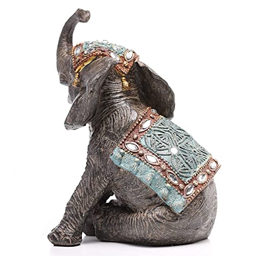 Cathyladi Elephant Statue Decor 7.9Inchs Large Resin Elefante Figurines Sculpture With Trunk Up Home Decoration Good Luck Wealth #TOP3
