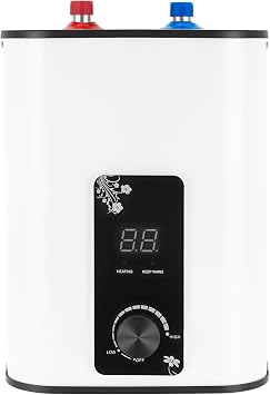 Small Tank Water Heater Electric, 2 Gallon Mini Under Sink Water Heater, 110V Tankless Water Heater Electric, 1500W Point of Use RV Water Heater for Rv Trailer Top Outlet