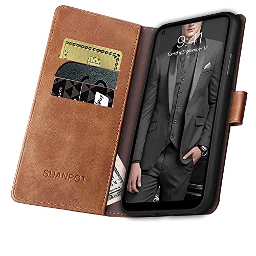 Suanpot For Moto G Power 2021 With Rfid Blocking Leather Wallet Case Credit Card Holder,Flip Folio Book Phone Case Shockproof Cover For Women Men For Motorola Moto G Power 2021 Case Wallet Light Brown #TOP4