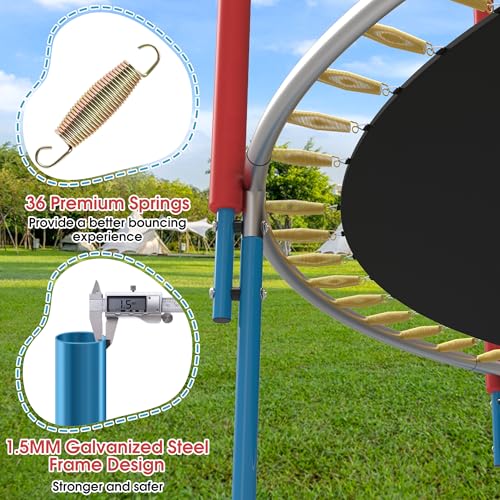 YORIN 66\" Trampoline for Kids, 5.5FT Toddler Trampoline with Enclosure Net, No-Gap Spring Cover, Indoor Outdoor Trampoline with Basketball Hoop for Kids Ages 1-8, Gift for Baby, Toddlers & Kids