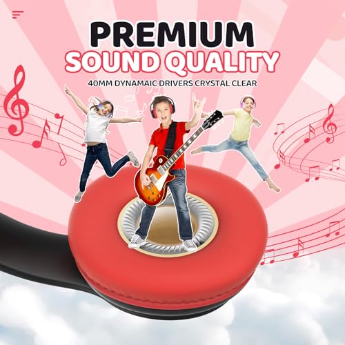 Image of JoySpark Kids Bluetooth Headphones, Lightweight Wireless Headphones for Kids, 85 /94dB Volume Limited, 60 Hours Playtime, Bluetooth 5.3, Over-Ear Toddler Headphones with Built-in Mic (Black)