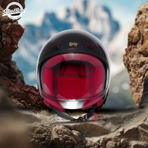 Image of Steelbird SBH-67 Retro 5.0 DOT and ISI Certified Open Face Helmet for Men and Women