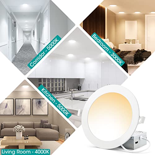 Recessed Lighting 6 Inch 12 Pack Color Changing By Wall Switch,12W Eqv 100W, Etl Air Tight Ic Rated 1050 Lumen Dimmable Ultra Thin Led Recessed Ceiling Lights 3000K 4000K 5000K Downlight, Energy Star #TOP6