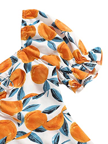 Floerns Women's Summer Drawstring Sweetheart Neck Puff Sleeve A Line Short Dress3