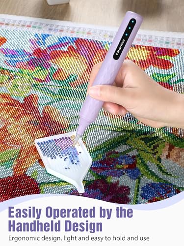 Image of Orawiss Electric Diamond Painting Pen, Diamond Art Pen Vacuum Cordless | Metal Tips, Rechargeable Battery, No Wax Needed, Diamond Art Pen Accessories and Tools for Adults - Purple