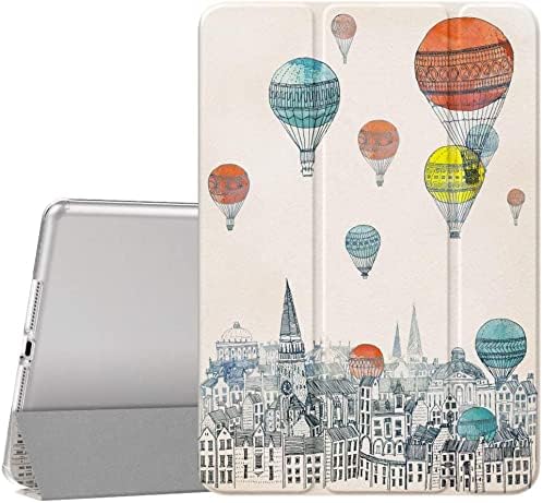 Dadanism iPad 9th/8th/7th Generation Case iPad 10.2 Inch (2021/2020/2019Model) Case for Girls, [Flexible TPU Translucent Frosted Back] Smart Stand Protective Cover for iPad 10.2, City Balloon