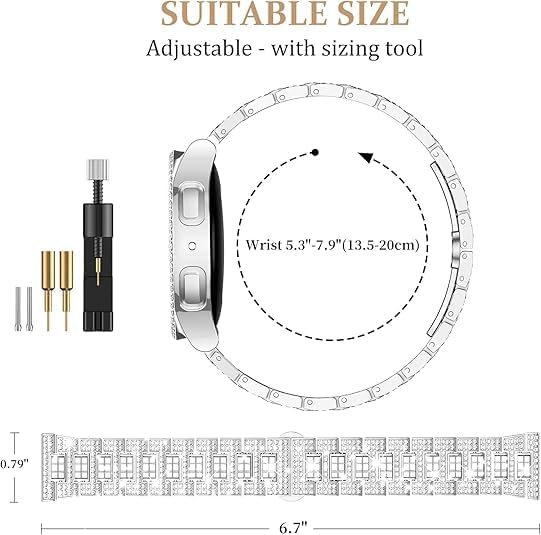 SUPOIX Band with Case Compatible for Samsung Galaxy Watch 8/7/6 40mm 44mm, 20mm Women Bling Replacement Strap & PC Protective Bumper Face Cover for Galaxy Watch 8/7/6 (Size Optional) - Image 5