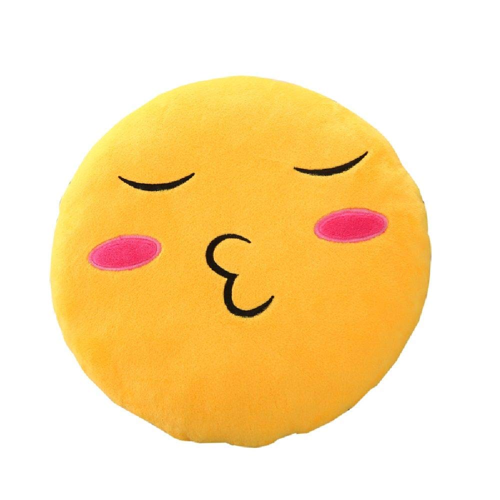 Kiss Rosy Cheeks Emoji Pillow 12.5 Inch Large Yellow Smiley Emoticon Buy Online in UAE at